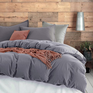 SWEETY PIE INC Stonewashed Cotton Solid Color Duvet Cover Set
