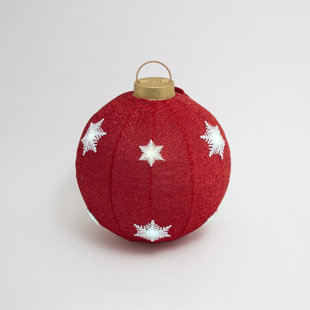 ALCOTT HILL® Festive 60Cm Diameter Collapsible Ball With Snowflake Design And LED Lights