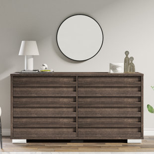 EBERN DESIGNS Louby 6 Drawers Dresser For Bedroom, 54" Wide Chest Of Drawers With Slat Handle, Modern Wooden Dresser For Bedroom, Living Room