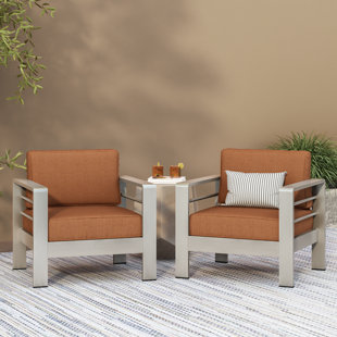 WADE LOGAN® Caggiano Patio Aluminum Chair with Cushions (Set of 2)