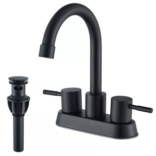 NABIYY Matte Black Bathroom Basin Sink Faucet 3 Holes 2 Handles Centerset Mixer Tap with Drain