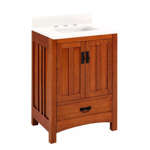 SIGNATURE HARDWARE 24" Maybeck Vanity - Tinted Oak With Rectangular Undermount Sink