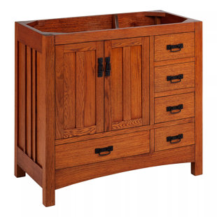 SIGNATURE HARDWARE 36" Maybeck Vanity - Tinted Oak - Vanity Cabinet Only