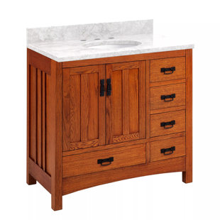 SIGNATURE HARDWARE 36" Maybeck Vanity - Tinted Oak With Undermount Sink