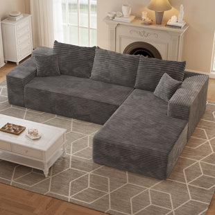 MERCER41 No Assembly Required 2 - Piece Corduroy Sofa