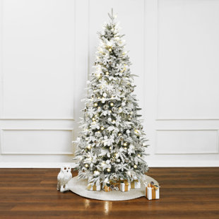 ALCOTT HILL® 6Ft Pre-Lit Snow Flocked Pop-Up Artificial Christmas Tree