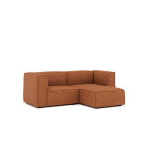 HAAKEN FURNITURE Deep Seat Modular Small Sofa W/ Ottoman, Rust, 3 Piece