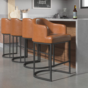 TRENT AUSTIN DESIGN® Mosinee Upholstered Counter Stool with Metal Frame (Set of 4)