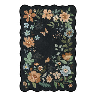 SHENZHEN LINGANG TECHNOLOGY CO., LTD Rectangle Machine Washable Floral Botanical Nature-Inspired Area Rugs