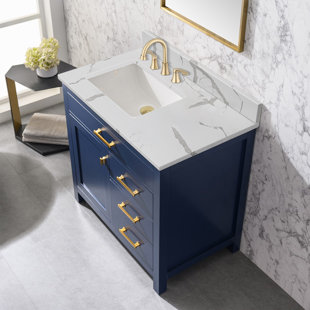 BOHUANG 36'' Quartz Single Bathroom Vanity Top with Sink