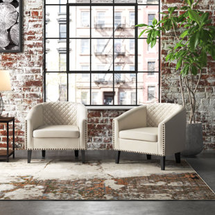 STEELSIDE™ Boney 2- Piece 29" Wide Tufted Faux Leather Barrel Club Chair