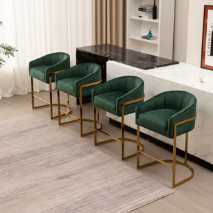 MERCER41 Upholstered 27'' Counter Stool with Metal Frame