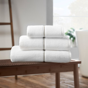 BIANCA COTTON Zero Twist Satin Stitch Cotton Hand Towel Cotton Bath Towel