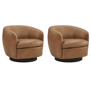 WROUGHT STUDIO™ Laroi Marcy Swivel Barrel Chair (Set of 2)