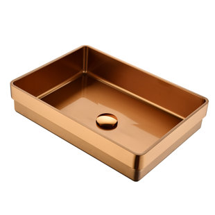 Dawn USA 13.375'' Rose Gold Stainless Steel Rectangular Bathroom Sink