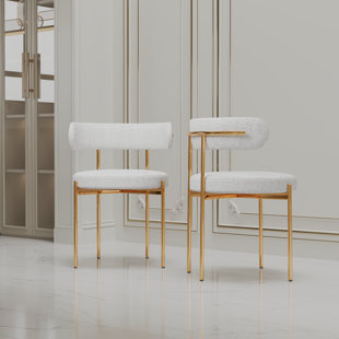 ARTISAN DESIGN FURNITURE Contemporary Boucle Fabric Upholstered Dining Chair (Set of 2) (Set of 2)