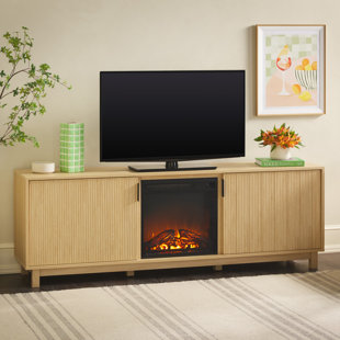 WALKER EDISON Modern 70" TV Stand with Freestanding Electric Fireplace