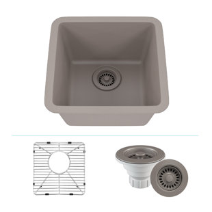 LEXICON QUARTZ 15" x 15" Quartz Kitchen Sink, Single Bowl Sink, Drop-in Sink, Undermount Sink, Granite Kitchen Sink