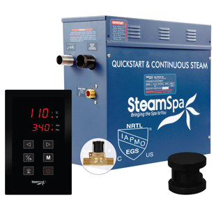 STEAM SPA Steamspa Oasis 9 KW Quickstart Acu-Steam Bath Generator Package With Built-In Auto Drain In Matte Black Finish