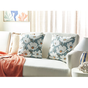 LARK MANOR Deleon Floral Square Throw Cushion With Filling (Set of 2)