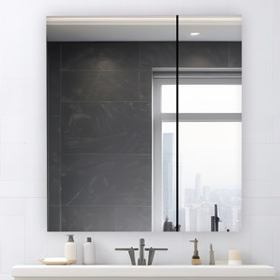 AQUADOM Royale 30'' W Medicine Cabinet with Electrical Outlets, Defogger, Adjustable LED 3X Magnifying Mirror.