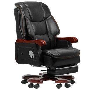 KINNLS Jones Genuine Leather Executive Chair With Footrest