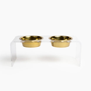 HIDDIN Clear Double Pet Feeder with Bowls