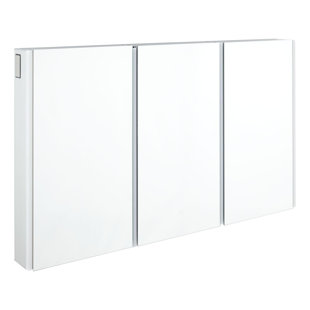SIGNATURE HARDWARE Leda 53-1/4" x 32" Lighted Frameless 3 Door Medicine Cabinet with LED Light and Wireless Speaker