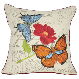 MANOR LUXE Papillion Embroidered Throw Pillow