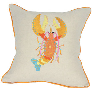 MANOR LUXE Archipelago Embroidered Cotton Blend Reversible Throw Pillow