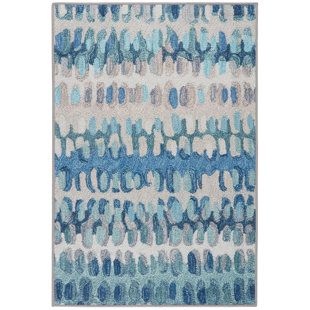 DASH AND ALBERT RUGS Paint Chip Blue Machine Washable Rug