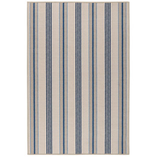 DASH AND ALBERT RUGS Nimes Ticking Neutral Machine Washable Rug