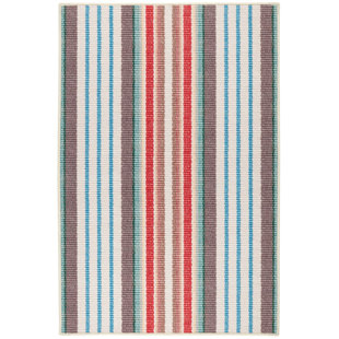 DASH AND ALBERT RUGS Ranch Stripe Multi Machine Washable Rug