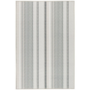 DASH AND ALBERT RUGS Gradation Ticking Grey Machine Washable Rug