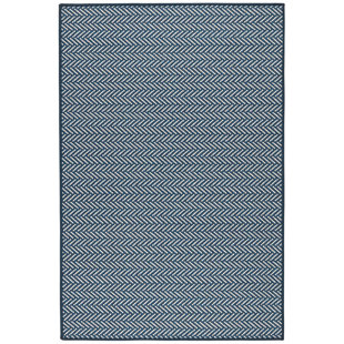 DASH AND ALBERT RUGS Herringbone Navy Machine Washable Rug