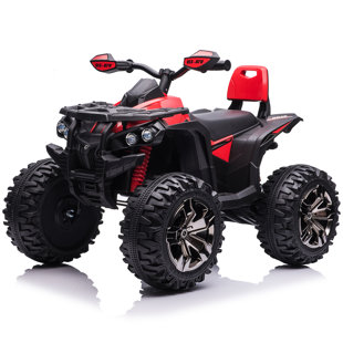 ANRLI 24V 4x4 Kids Quad ATV w/4x200W Powerful Engines with 2 Seater, Remote Control ，LED Light , Bluetooth, MP3，Halloween, Christmas gifts