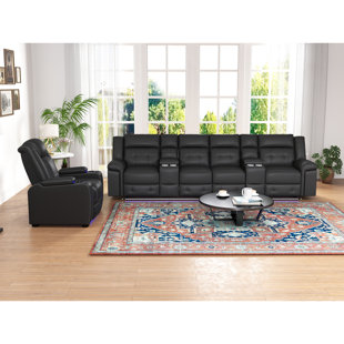 BONZY HOME 3 - Piece Leather Cushion Back Power Reclining Living Room Set With Cup Holder