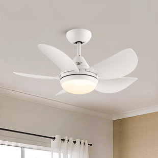 YUHAO Small-CF 30'' 5 - Blade LED Standard Ceiling Fan with Remote Control and Light Kit Included
