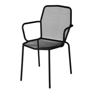 BFM SEATING Avalon Metal Outdoor Stackable Dining Armchair with Cushion
