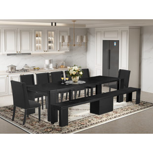 LUXE BY EAST WEST FURNITURE Rectangular 120.3'' L x 39'' W Dining Set (Set of 9)