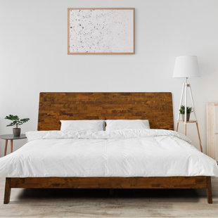 ACACIA Serenity Solid Wood Bed Frame with Headboard, Scandinavian Signature High Headboard Wood Bed