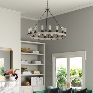 GREYLEIGH™ Anatole 16 - Light Living Room Steel Dimmable Candle Style Wagon Wheel UL Certified