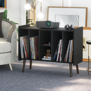 GEORGE OLIVER 33" Media Shelves Cabinet With Power Outlet and USB Charging Port