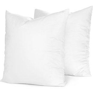CONTINENTALBEDDING Euro Square White Throw Pillow Insert 2 Pack - 100% Cotton Cover, Down and Feather Fill (Set of 2)