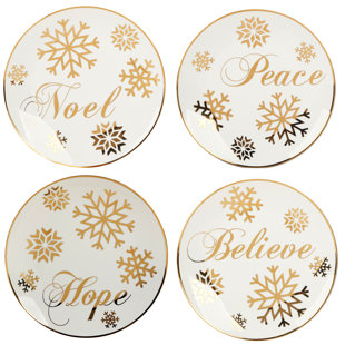 CERTIFIED INTERNATIONAL Christmas Glitter Set of 4 Gold Salad Plates (Set of 4)