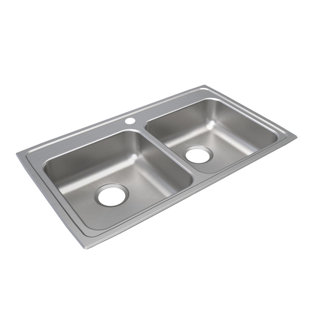 Elkay Lustertone Classic Stainless Steel 33" L x 20" W Double Basin Drop-In Kitchen Sink