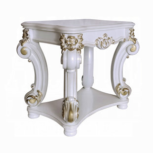 WORLD MENAGERIE Cabildo Transitional Rectangular End Table with Storage in Antique Pearl