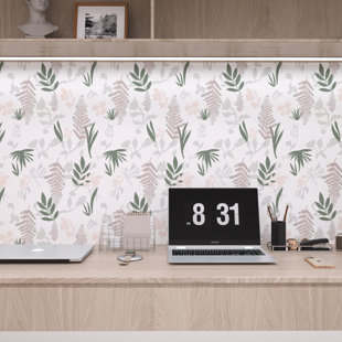 JEEDESON Leaf Vinyl Peel and Stick Wallpaper Roll - Adhesive Removable Paper for Wall, 17.3in x 9.8Ft (Covers 14.2 sq.ft.)