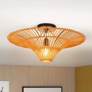 BAYOU BREEZE Carmani Rattan Semi Flush Mount