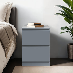 ZIPCODE DESIGN Carlton 2 Drawer Bedside Table Nightstand: Matt Finish. Scratch Resistant. Handleless Design.